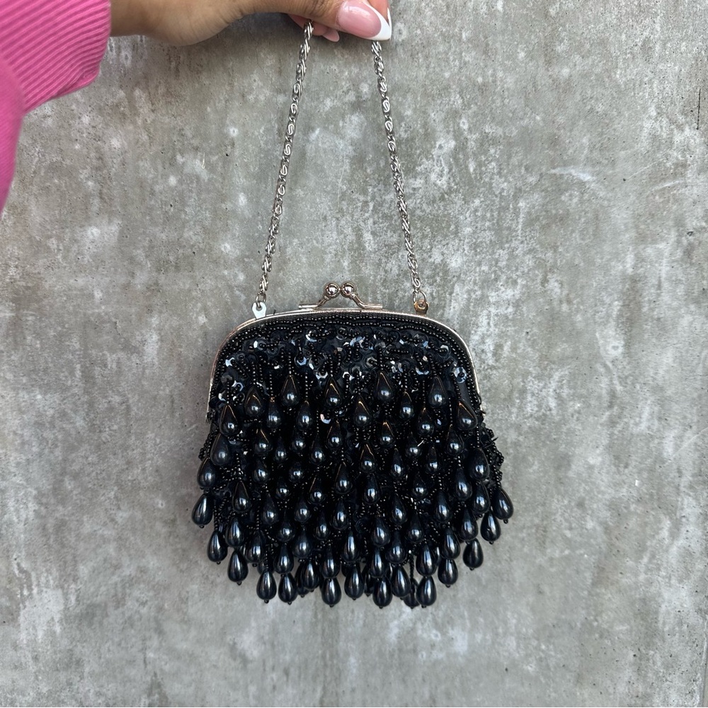 Black Beaded Evening Bag